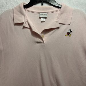 Anvil Pink Embroidered Mickey Mens size L Pink Golf Polo Shirt  USA Made Vintage